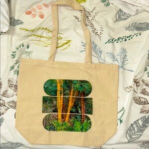NEW Beige Tote Bag with Bamboo Design